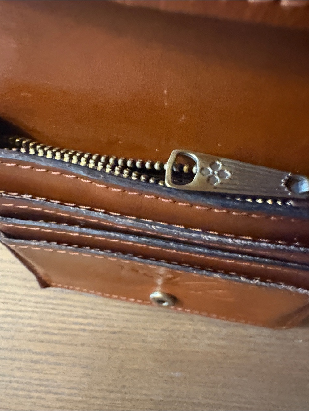 Patricia Nash Tooled Floral Leather Card Holder - Cognac Brown - Picture 6 of 6